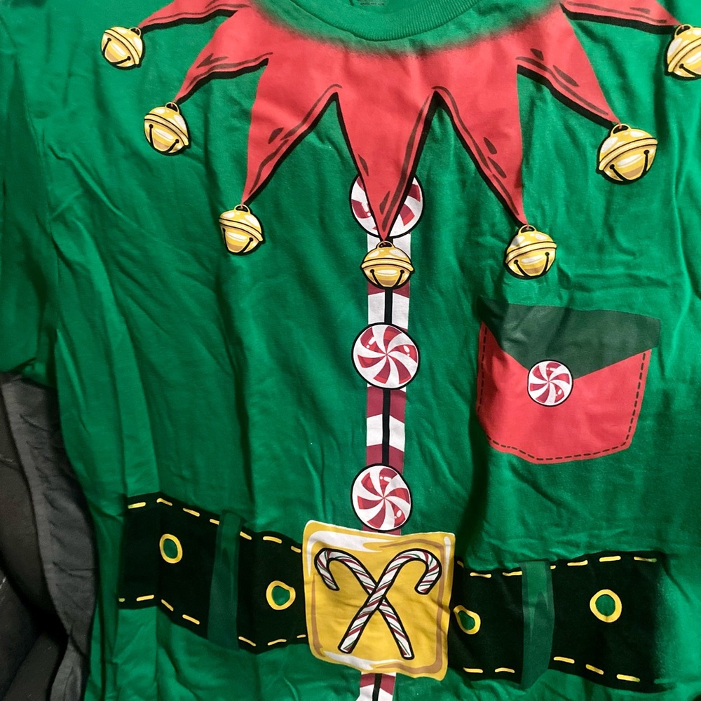 Holiday Time Green and Red Elf Costume T-Shirt for Kids
